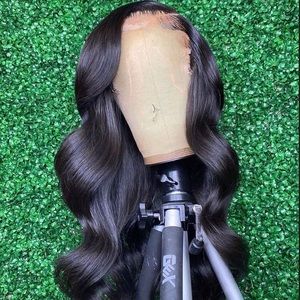 Jet Black Human Virgin Hair Pre Plucked Lace Front Wig